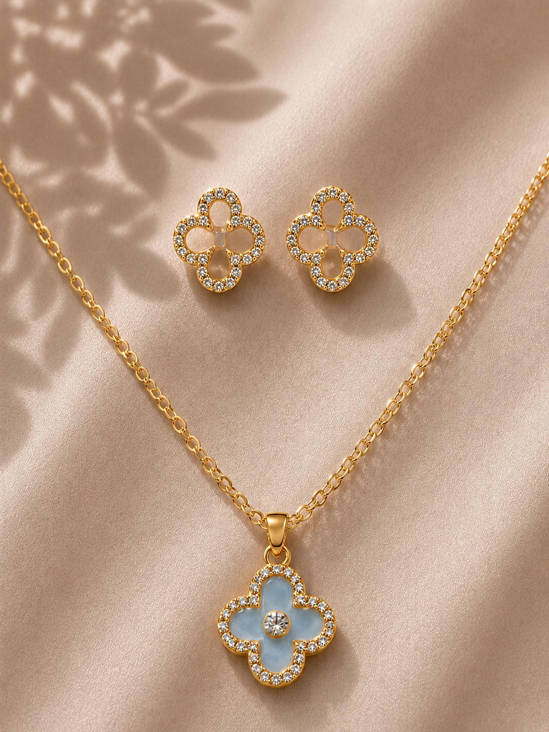 Crystal Clover Jewelry Set