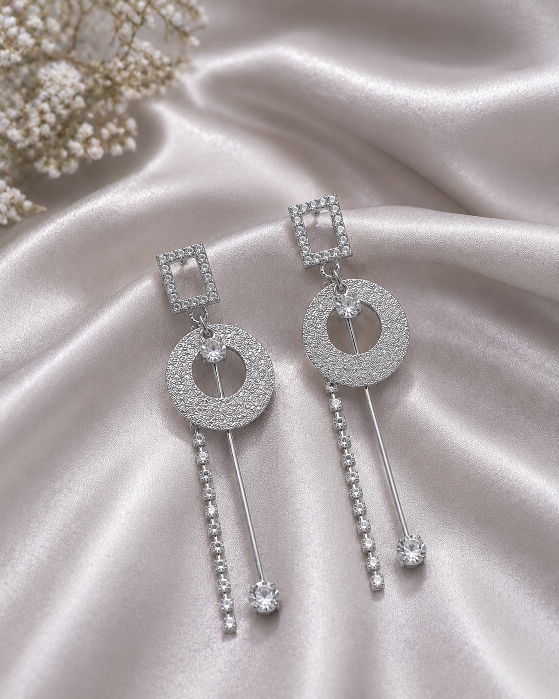 Luxury Halo Tassel Drop Earrings
