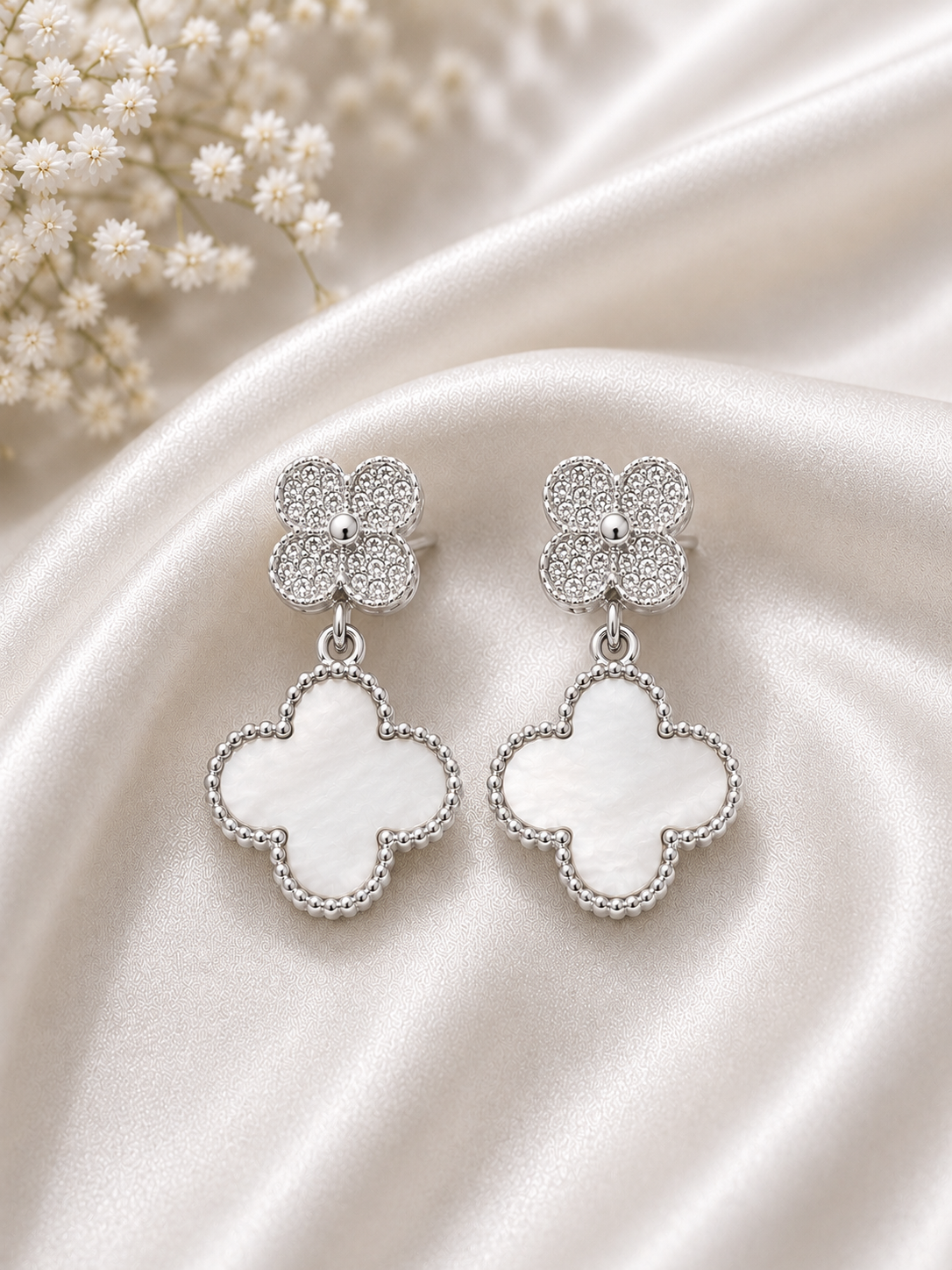 Luxury Clover Flower Drop Earrings