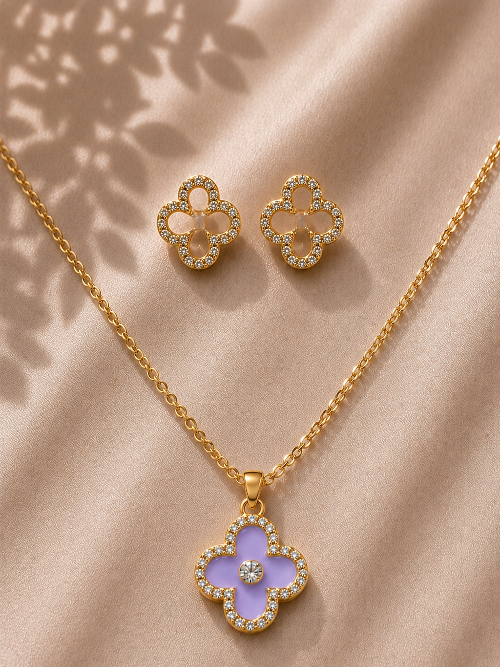Crystal Clover Jewelry Set