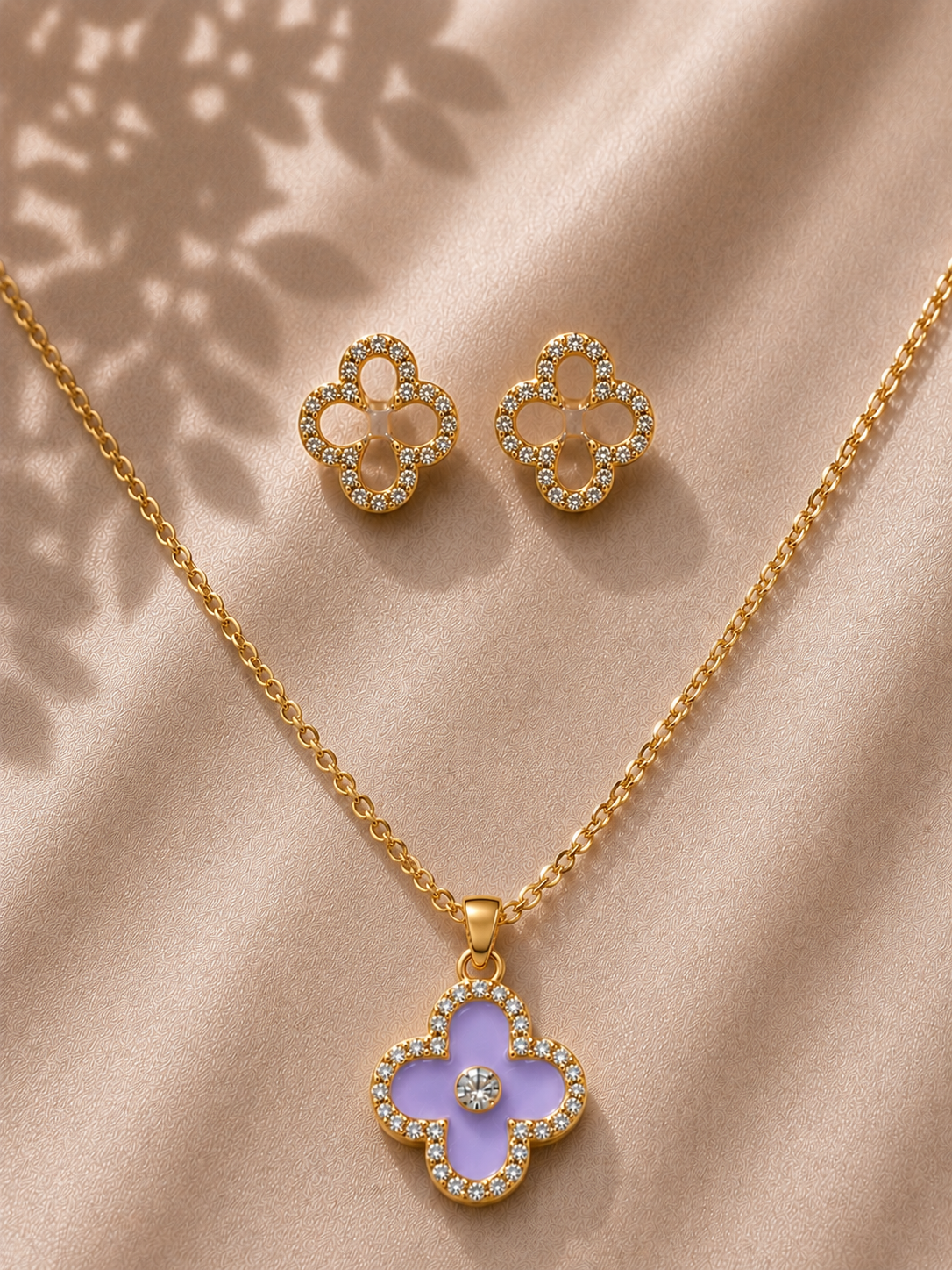 Crystal Clover Jewelry Set
