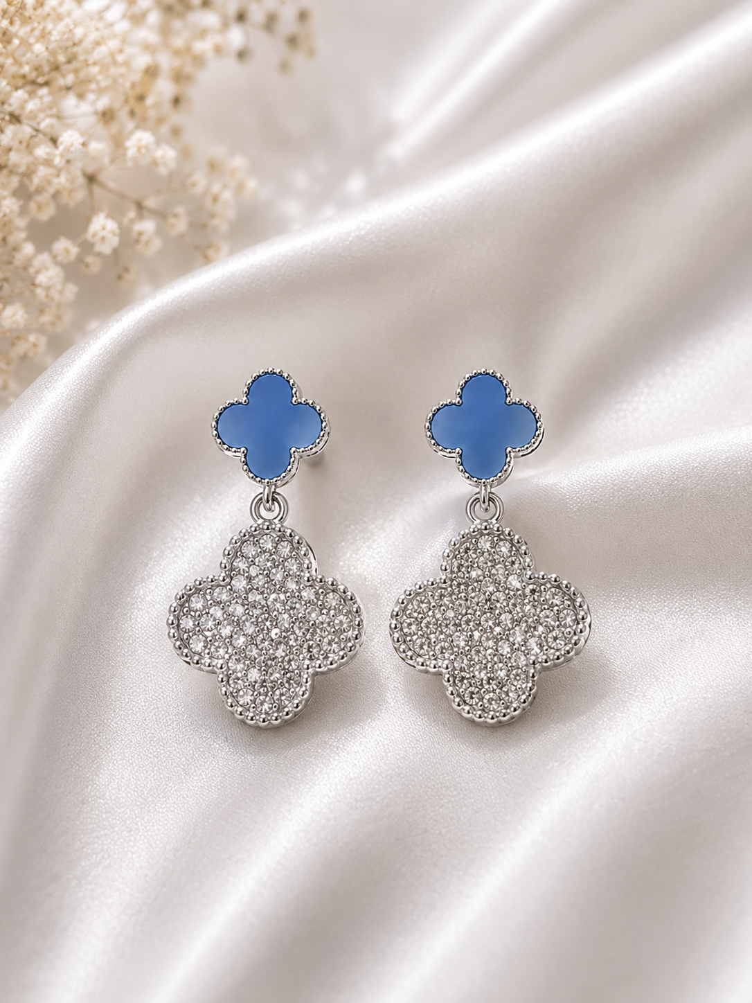Luxury Clover Crystal Drop Earrings