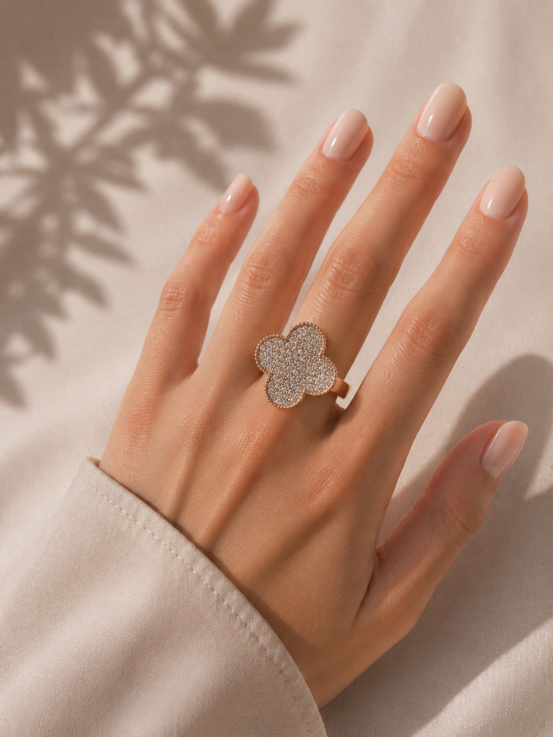 Crystal Clover Statement Ring