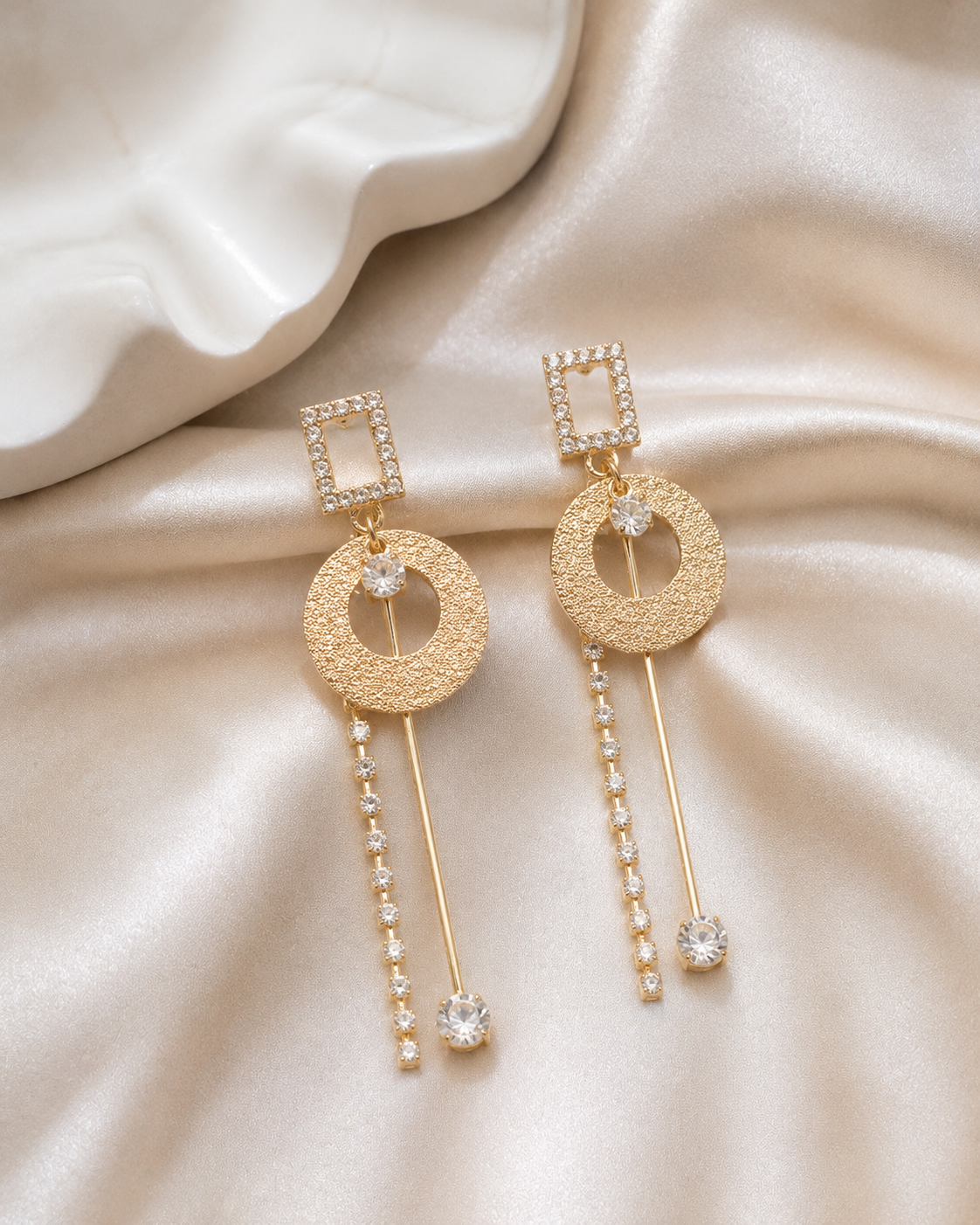 Luxury Halo Tassel Drop Earrings