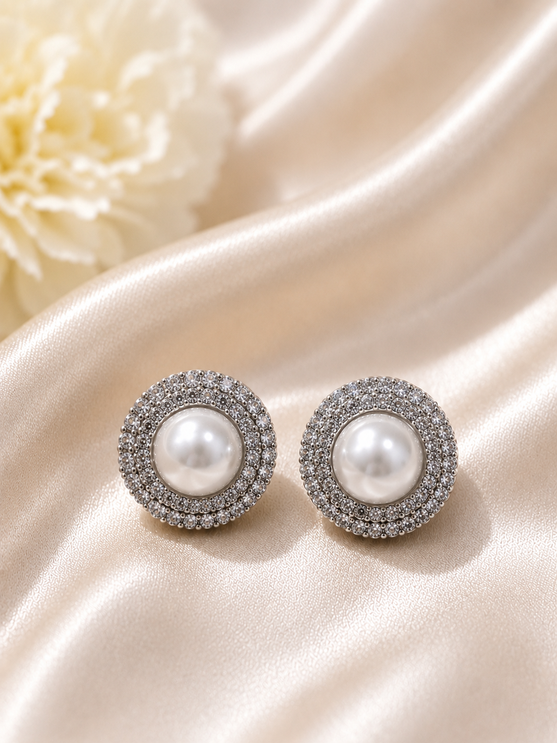 Pearl Halo Stud Earrings