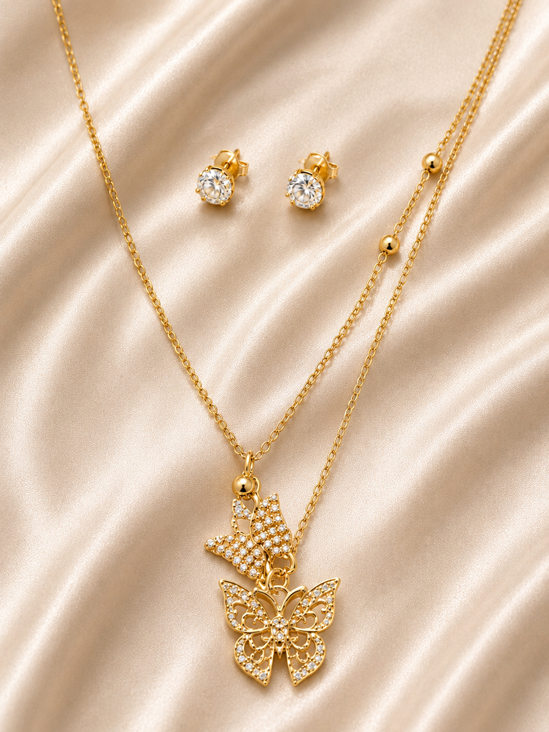 Butterfly Elegance Layered Jewelry Set