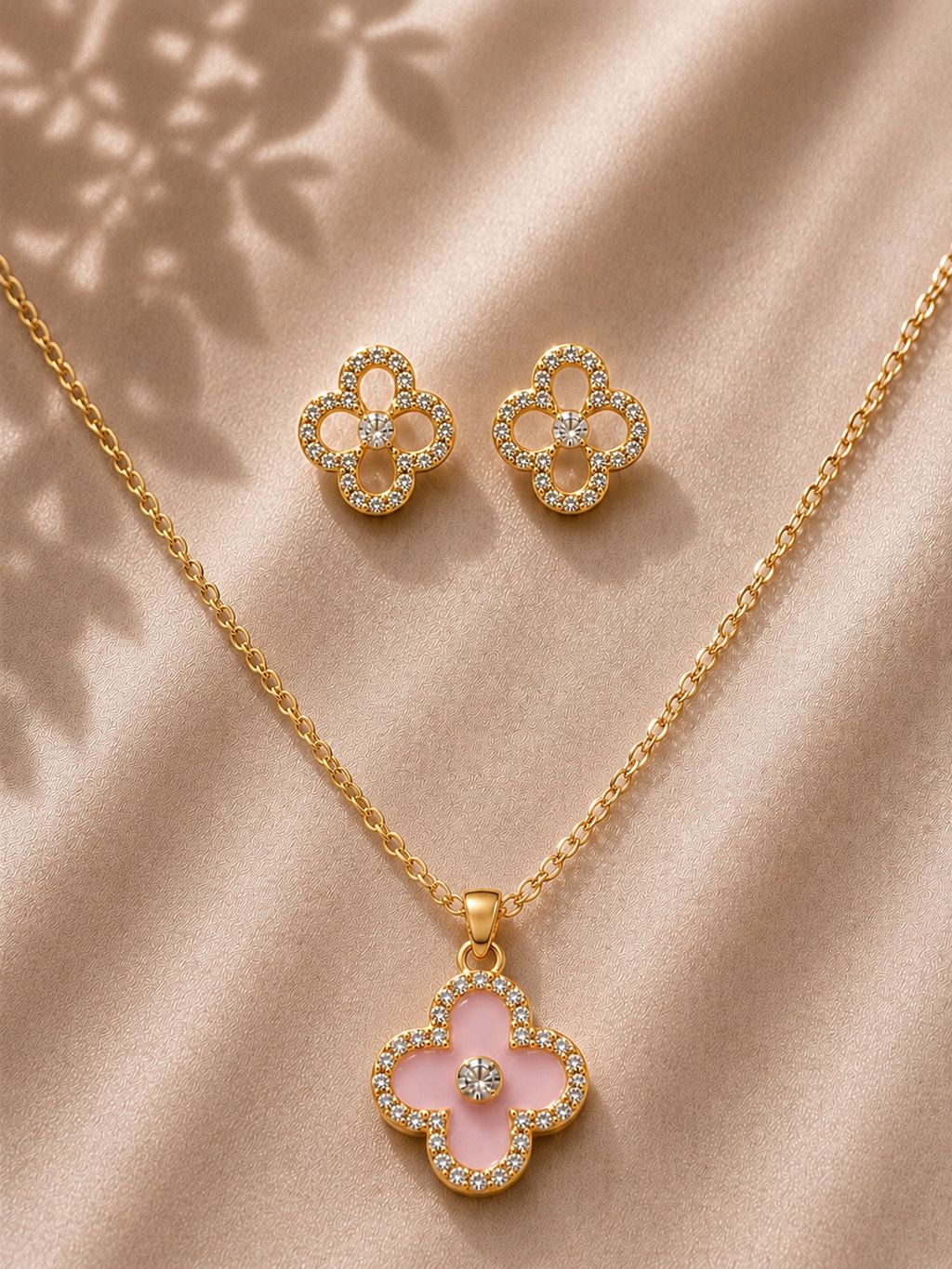 Crystal Clover Jewelry Set