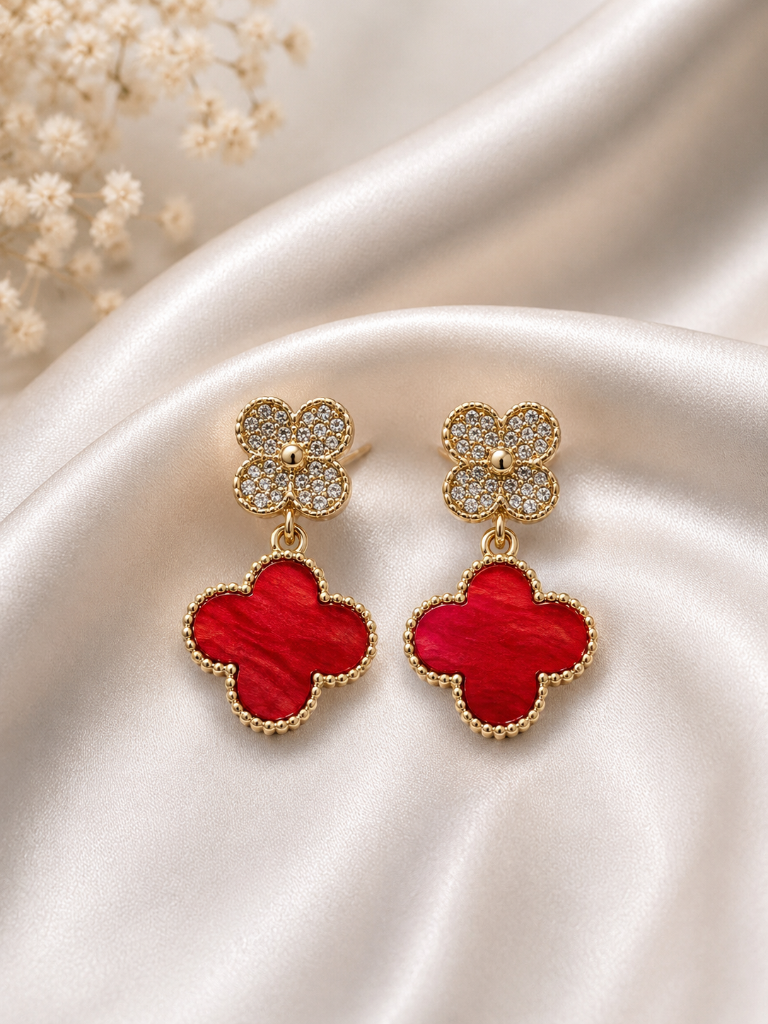 Luxury Clover Flower Drop Earrings