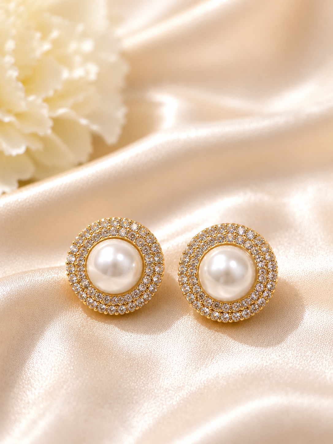 Pearl Halo Stud Earrings